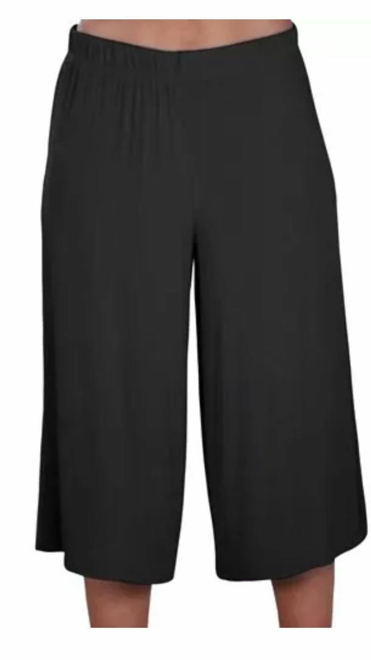 Ladies Womens Elasticated Stretch Wide Leg Culottes 3/4th Length Plus Size 8-26