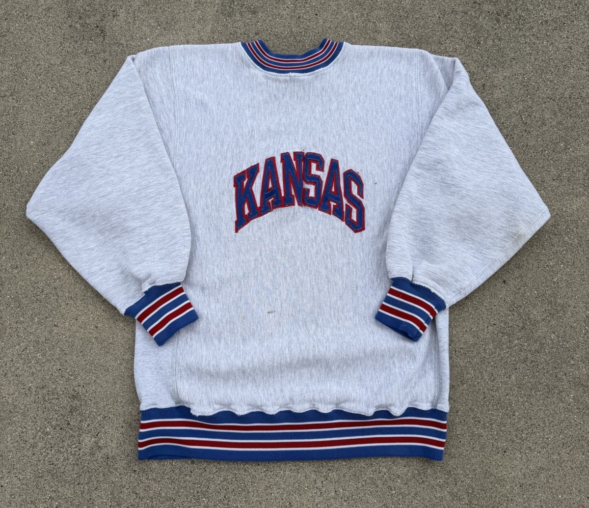 Vintage 90s Kansas Jayhawks College Sweatshirt Northwest Knitting Mills XL WORN