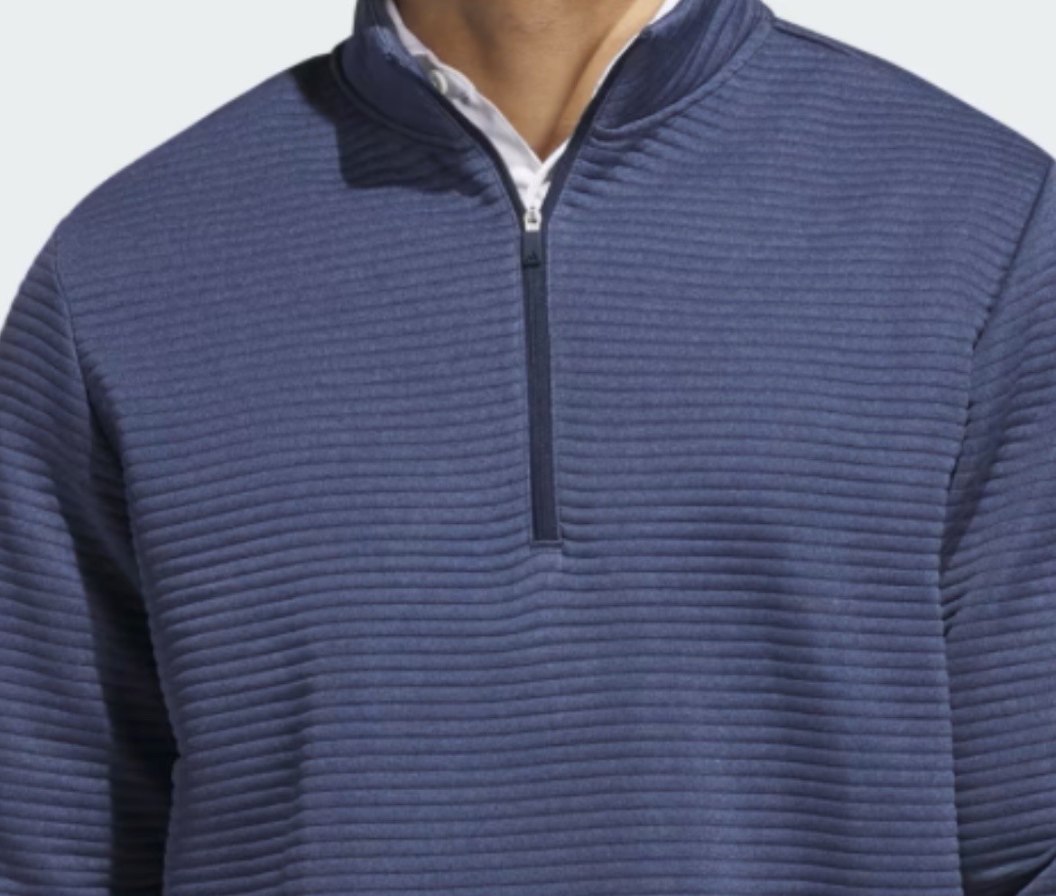 ADIDAS ULTIMATE365 DWR TEXTURED QUARTER-ZIP PULLOVER SWEATER Medium Blue Col NWT