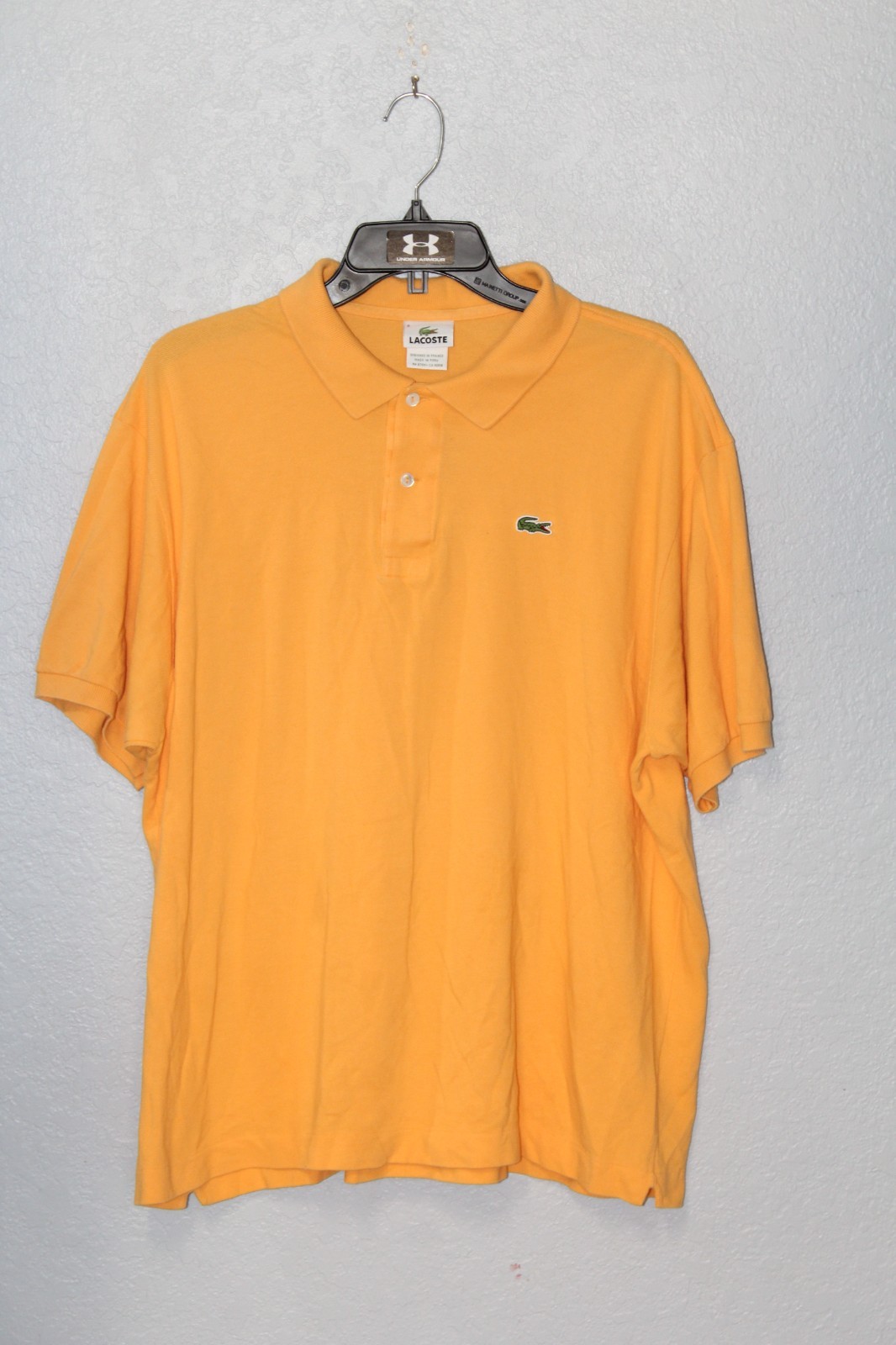 Lacoste Polo Shirt Men XL (9) Orange 100% Cotton Embroidered Logo Made in France