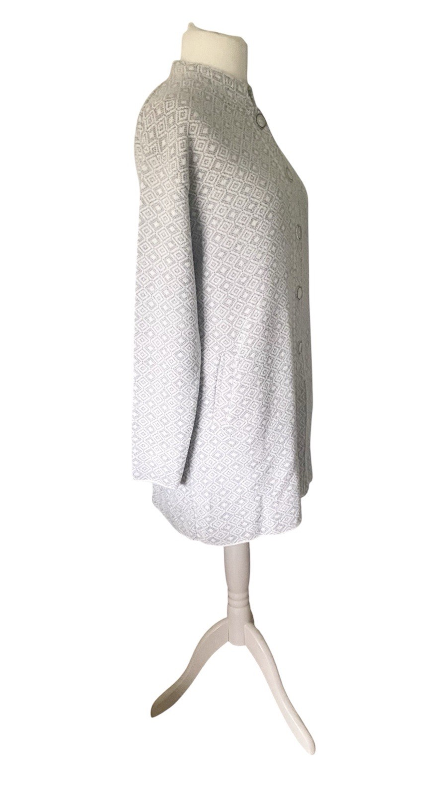 Women Knit Coat Coatigan UK 20 Long Grey Cardigan Button Smart Evening India NEW