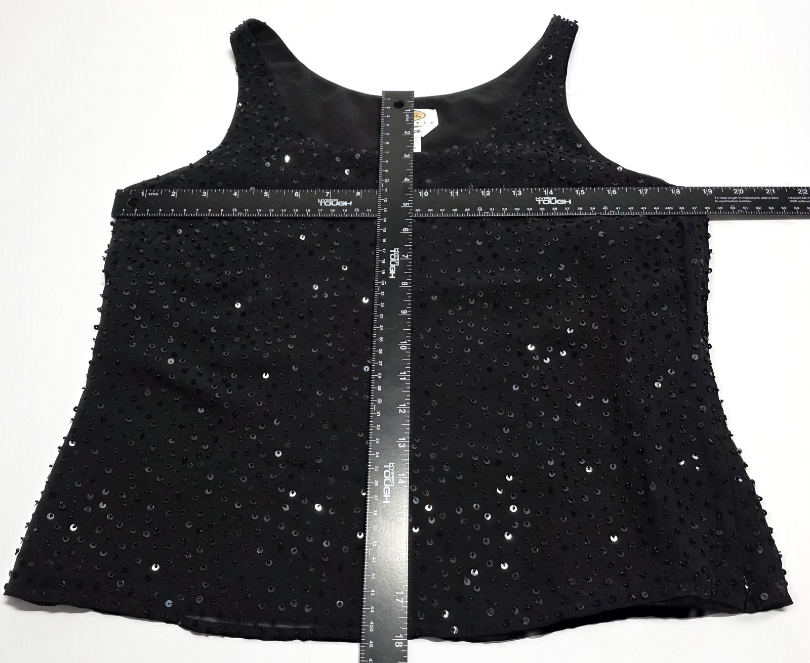 Talbots Chic Evening Party Sequin Silk Overlay Sleeveless Tank Black 10P $110