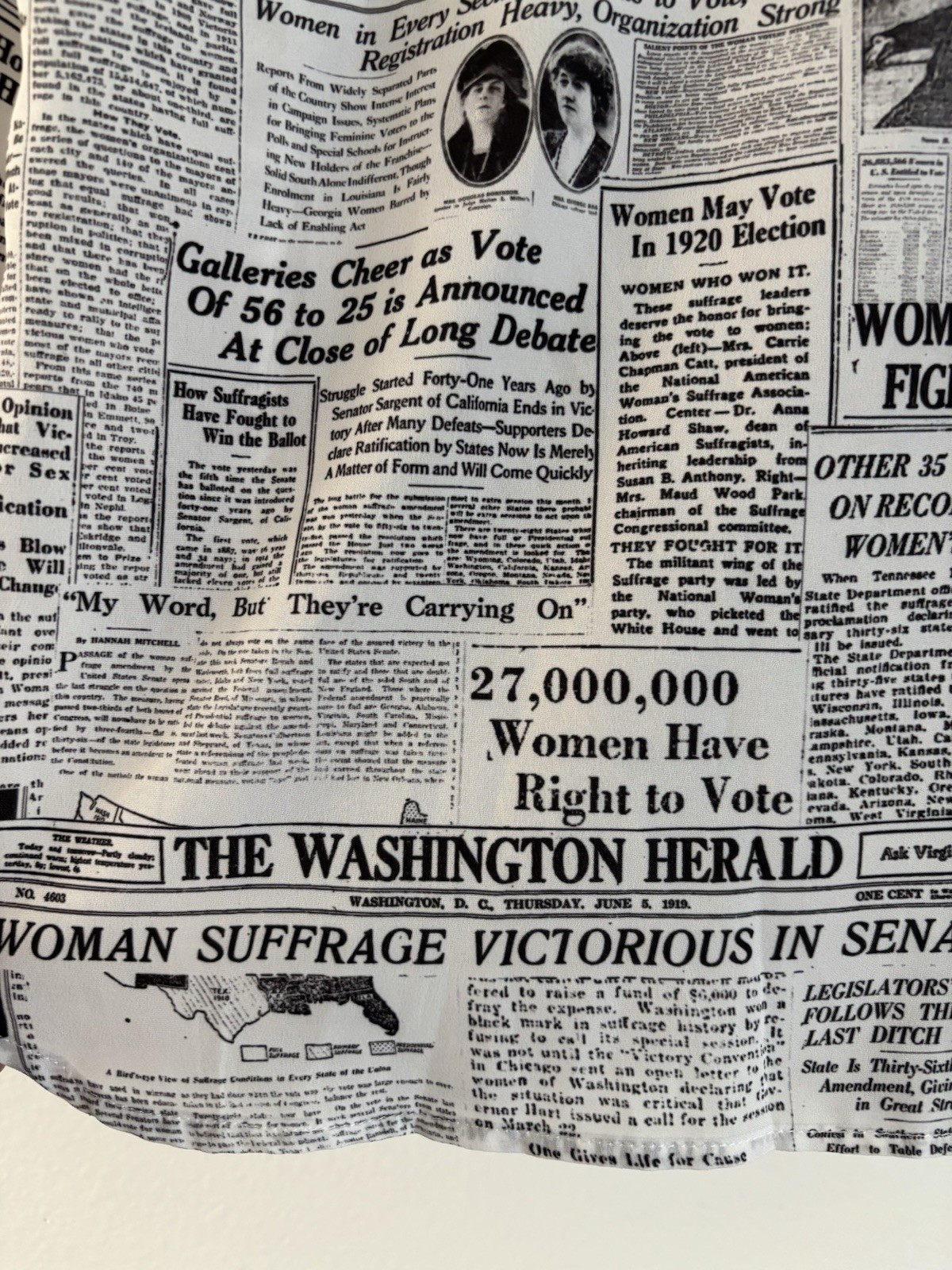 Gravitas NY Marvel Bow Blouse Newspaper Newsprint Top Suffragist As Seen On TV S