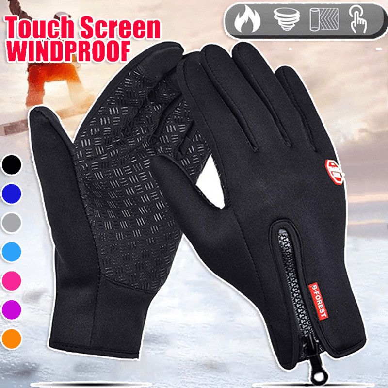 Windproof Waterproof Winter Gloves Touch Screen Lined Warm Men Women 7Color Pair