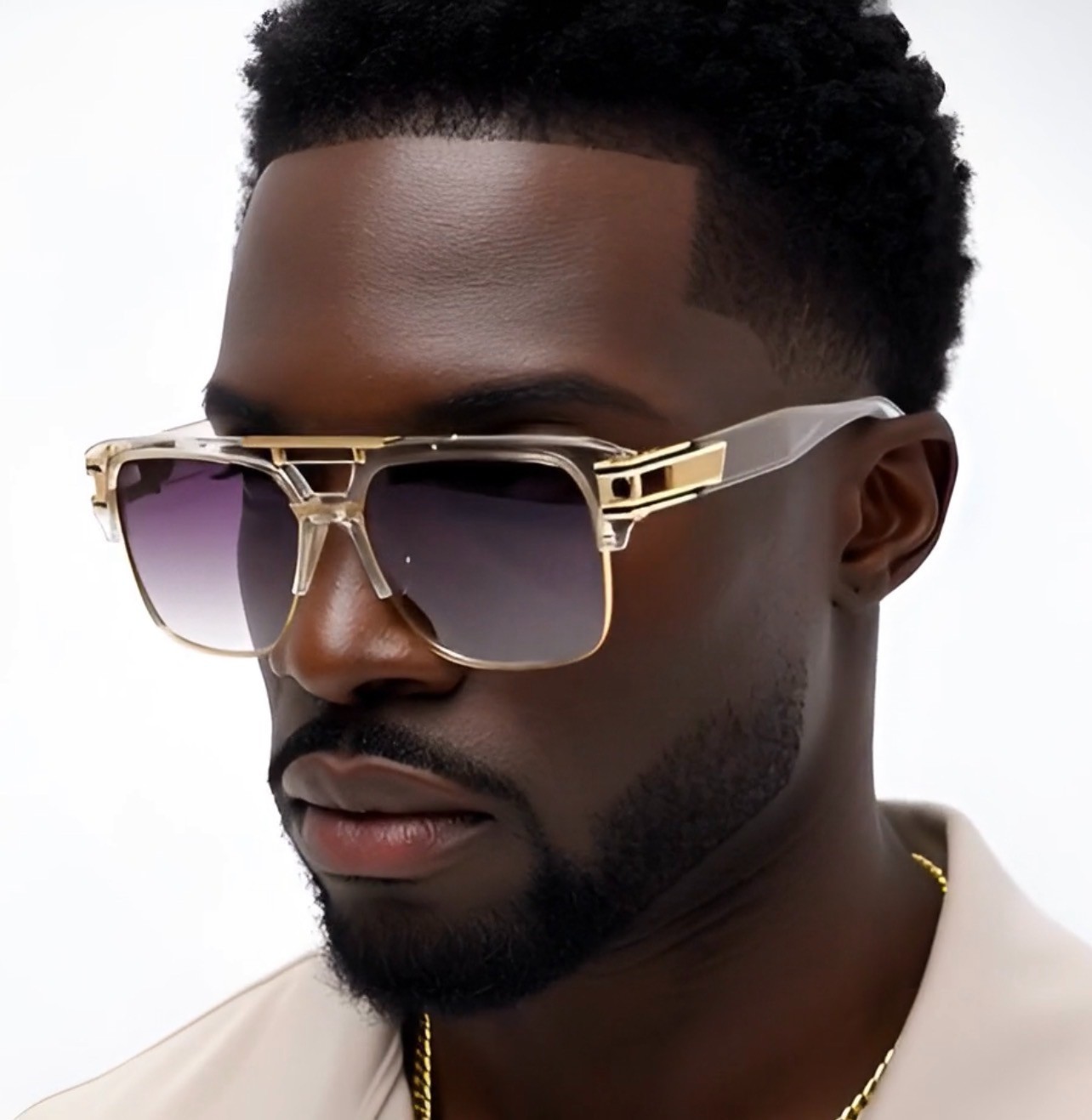 MEN SUNGLASSES CLEAR GAZELLE B-BOY HIP HOP SUNGLASSES OVERSIZED RETRO SQUARE