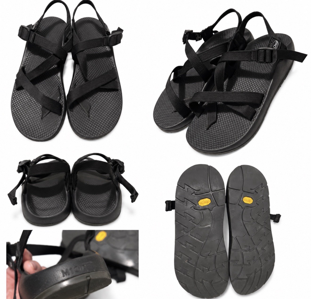 Chaco Men’s Black Adjustable Buckle Strap Sandals Rubber Sole US 10