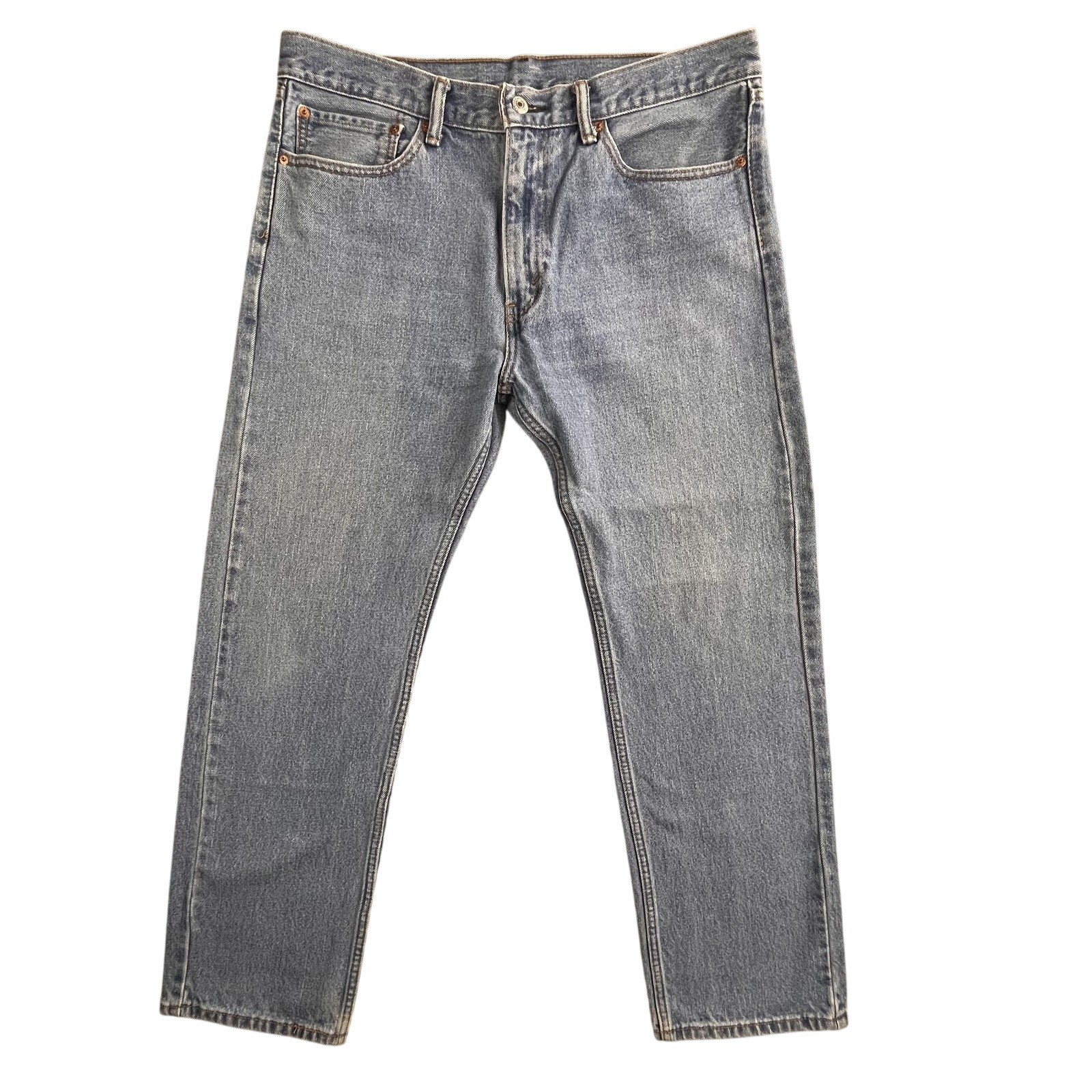 Levis 505 Jeans Mens 36×30 Blue Denim Medium Wash Straight Fit Button Fly Y2K
