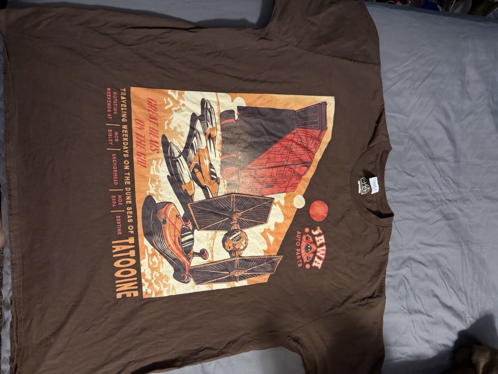 Star Wars Tatooine Travel Poster T Shirt Mens 2XL Brown Graphic Lucasfilm Tee
