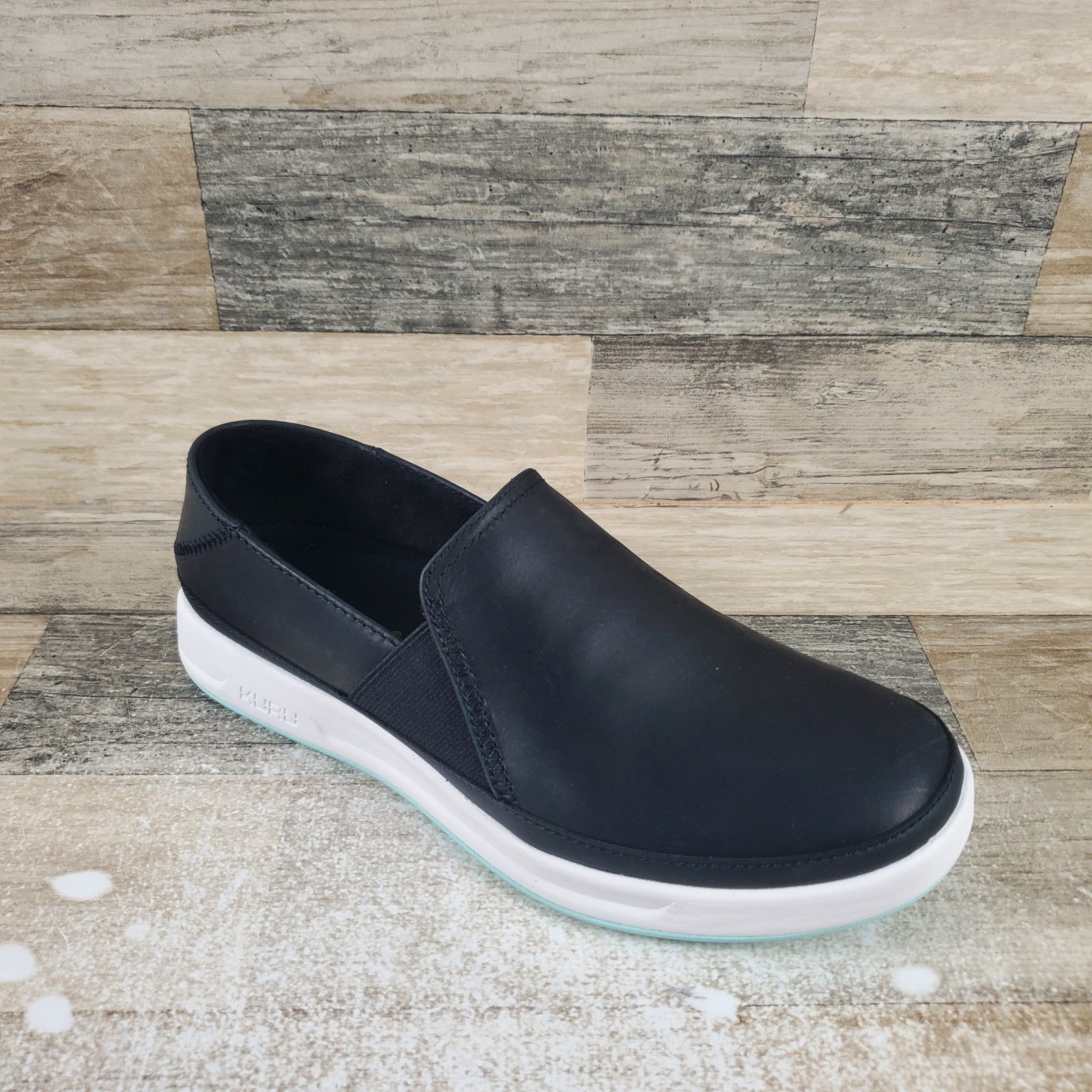 KURU Roam Atla Womens Shoes Sz 9 M Jet Black Leather Classic Slip-On Sneakers