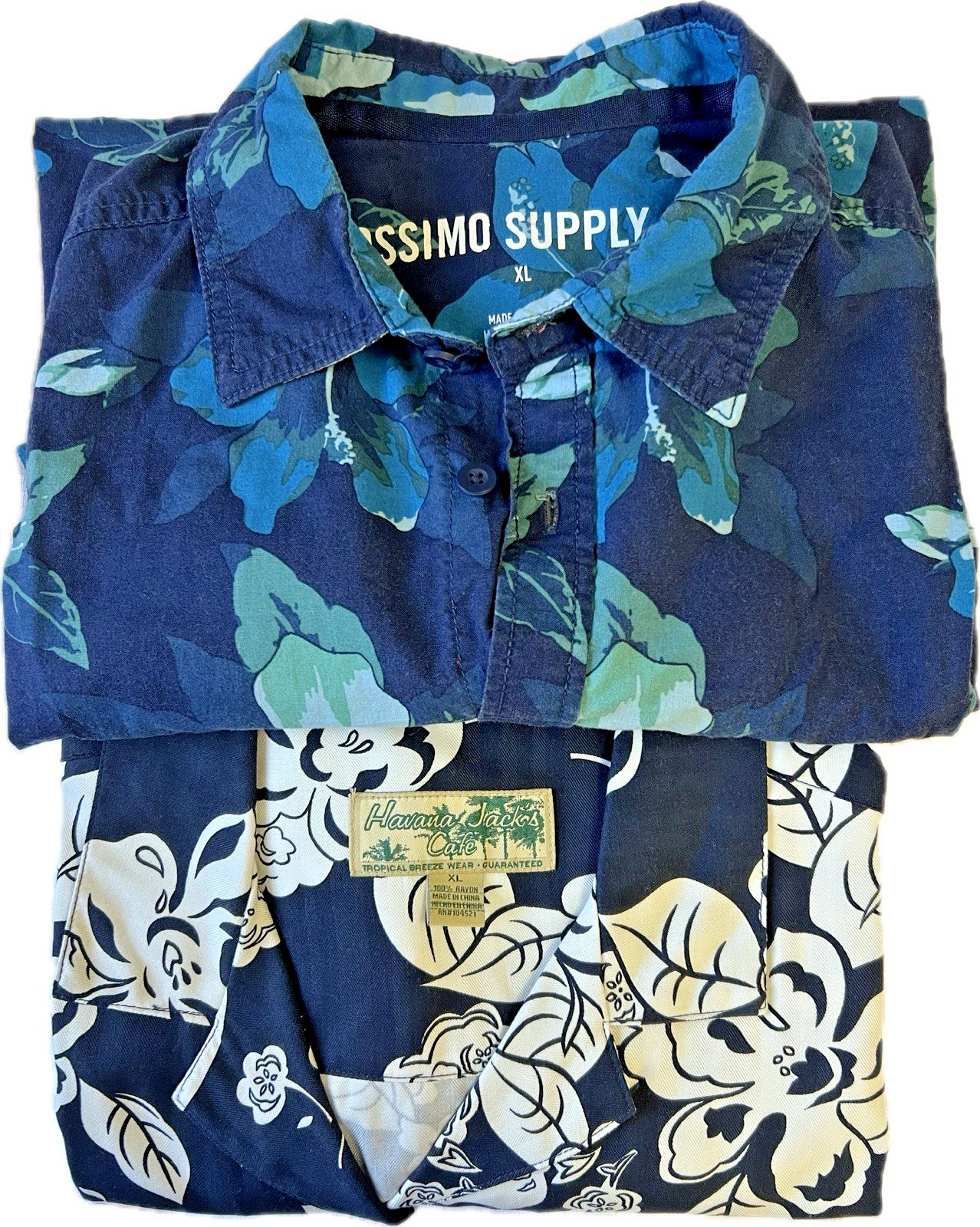 TWO Hawaiian Shirts MISSION And HAVANA JACK Mens Size XL