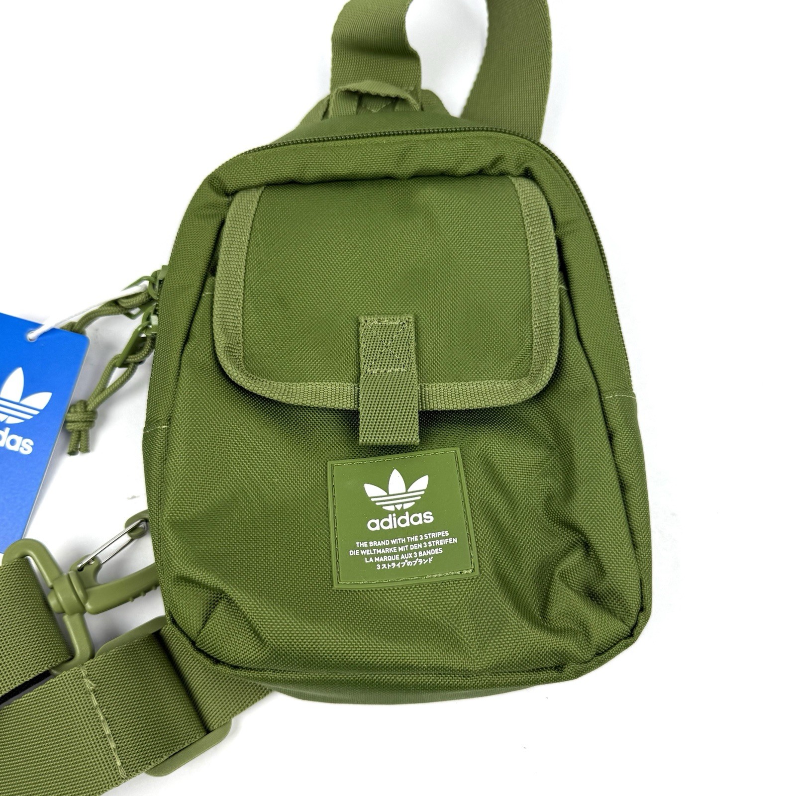 Adidas Utility Mini Sling Tech Olive White Crossbody Backpack Travel Brand New