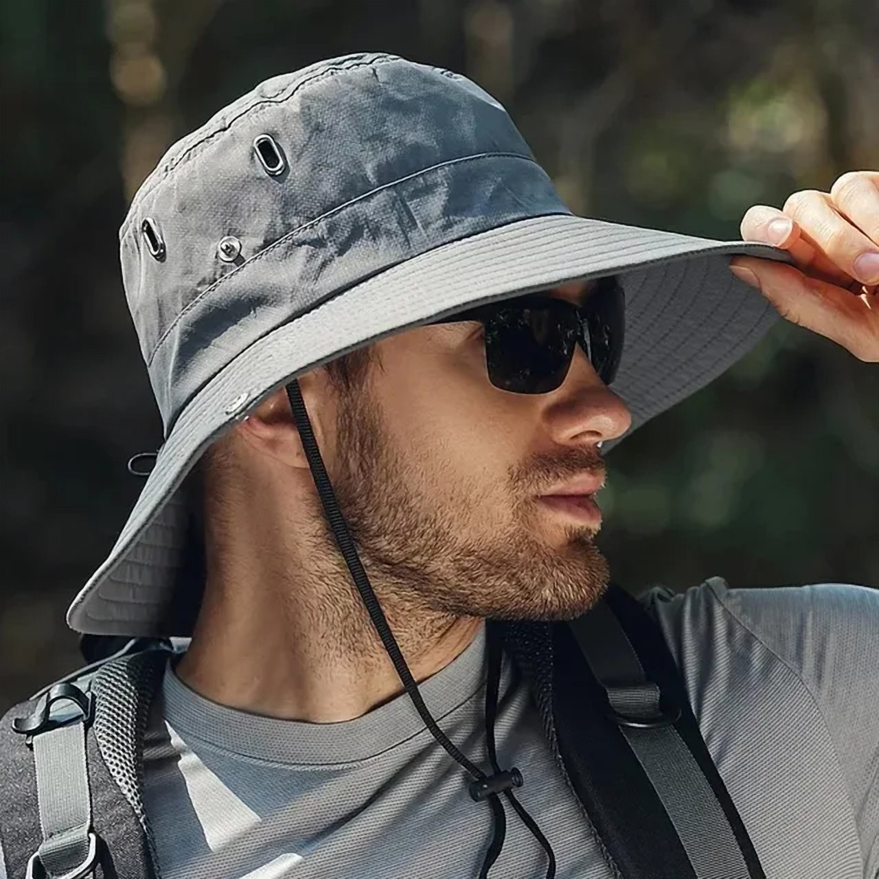 Wide Brim Sun Hat UV Protection Bucket Cap For Hiking Camping Fishing Safari Men
