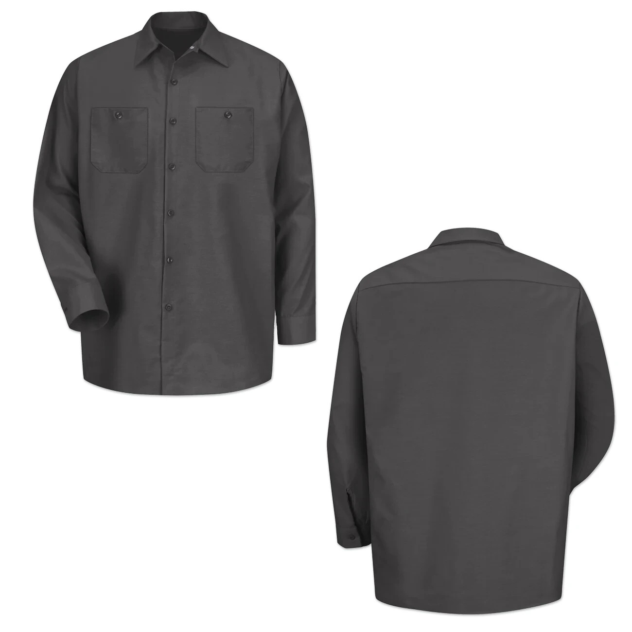 Red Kap Work Shirt Solid Color 2 Pocket Men’s Industrial Uniform Long Sleeve