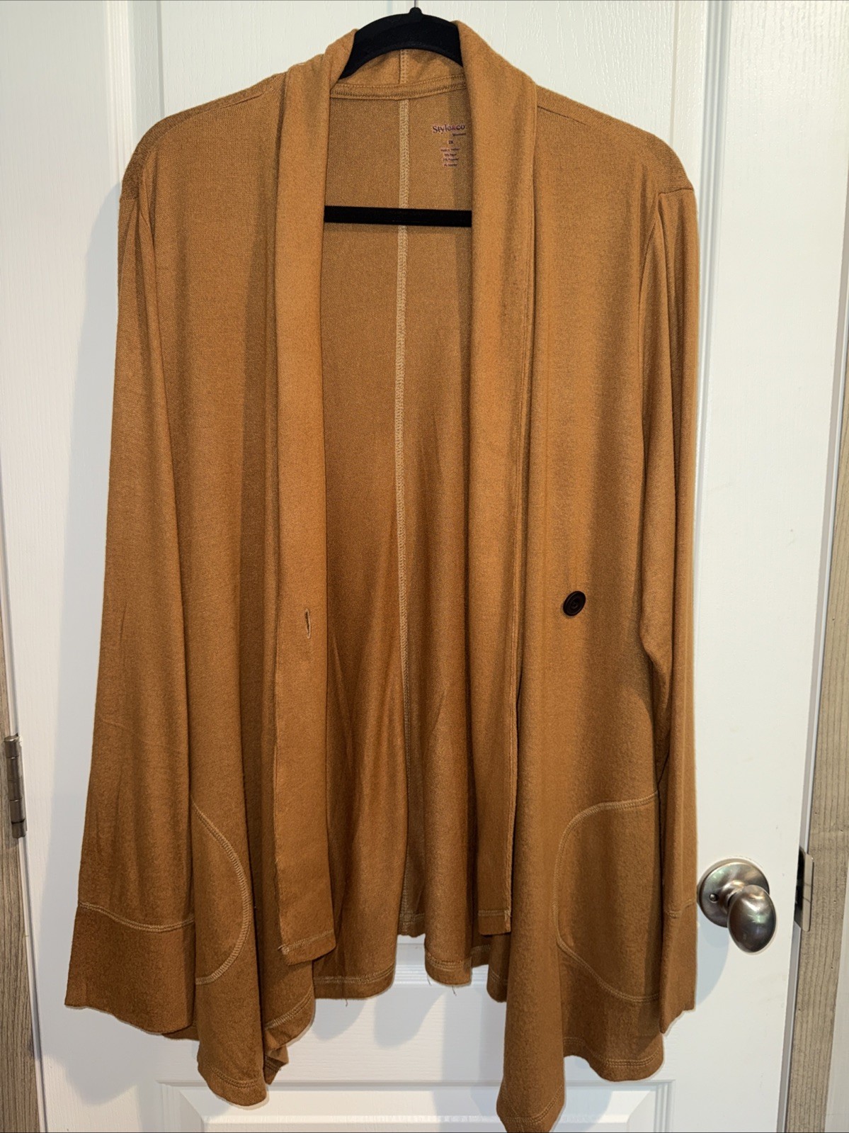 WOMENS CARDIGAN SWEATER STYLE & CO-RUST BROWN RAYON BLEND SIZE 2X NWOT
