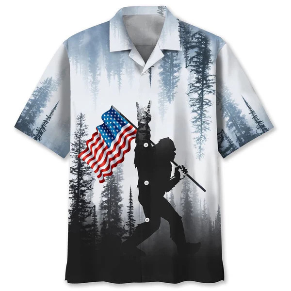 Bigfoot Usa Flag Hawaiian Shirt, Funny Hawaiian Shirt, Cool Hawaiian Shirts
