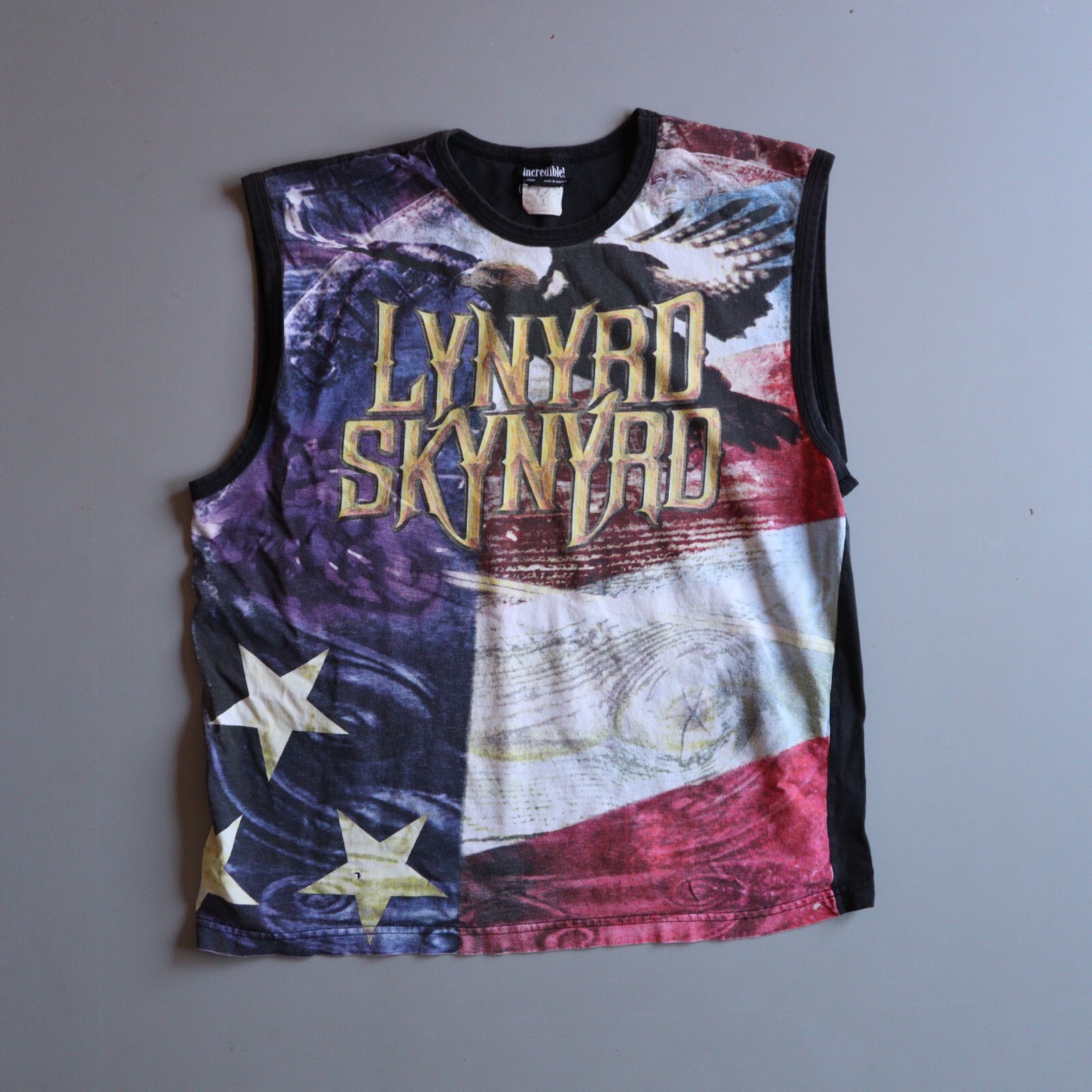 Vintage AOP Lynyrd Skynyrd All Over Print Sleeveless Shirt Band Tee XL