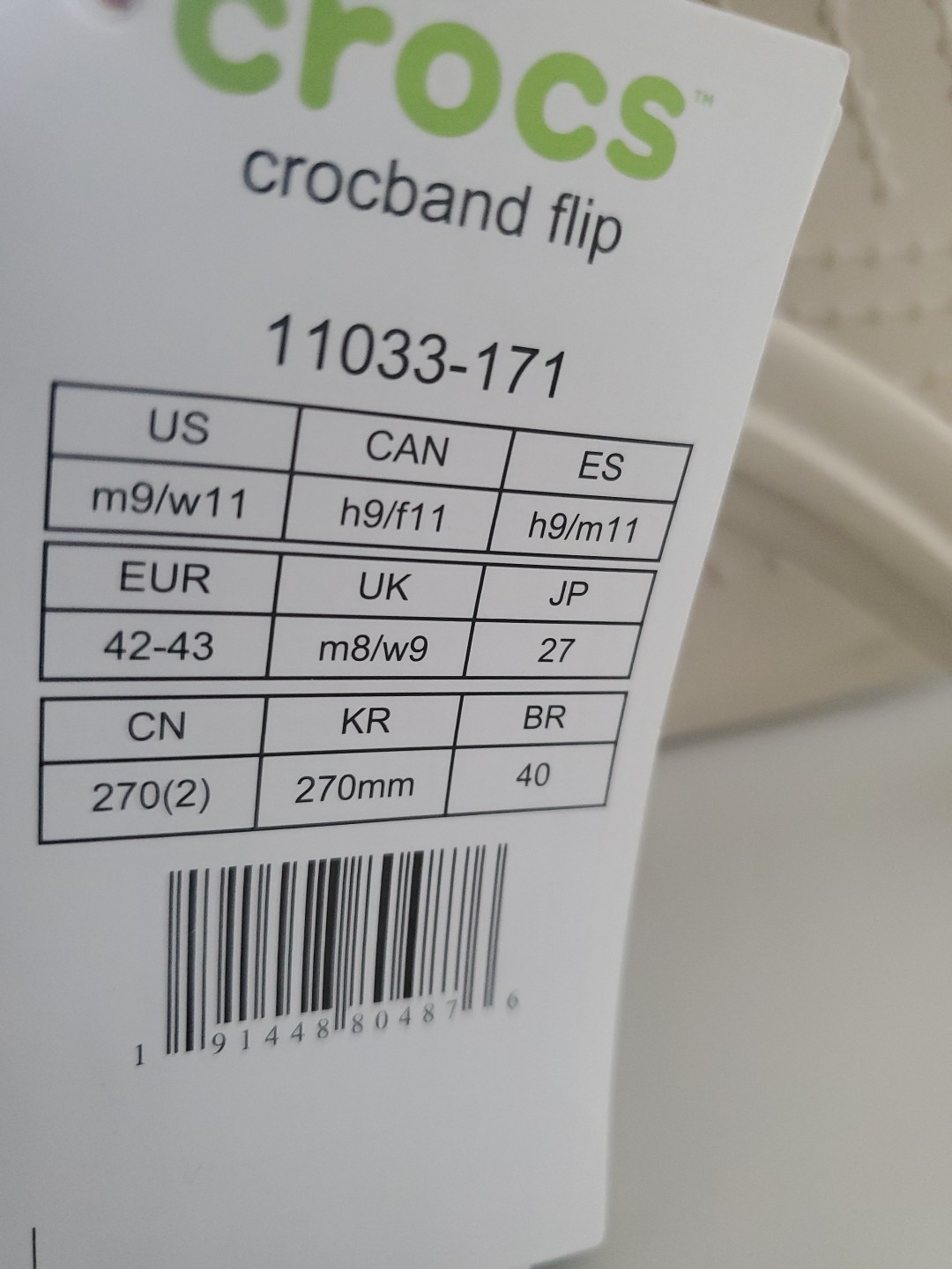 Crocs Unisex Crocband Flip Relaxed Fit, 11033-71, Beige, M9/W11, New