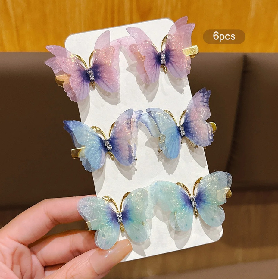 6/12PCS Sweet Butterfly Hair Clips – Cute Daily Hair Accessories for Girls