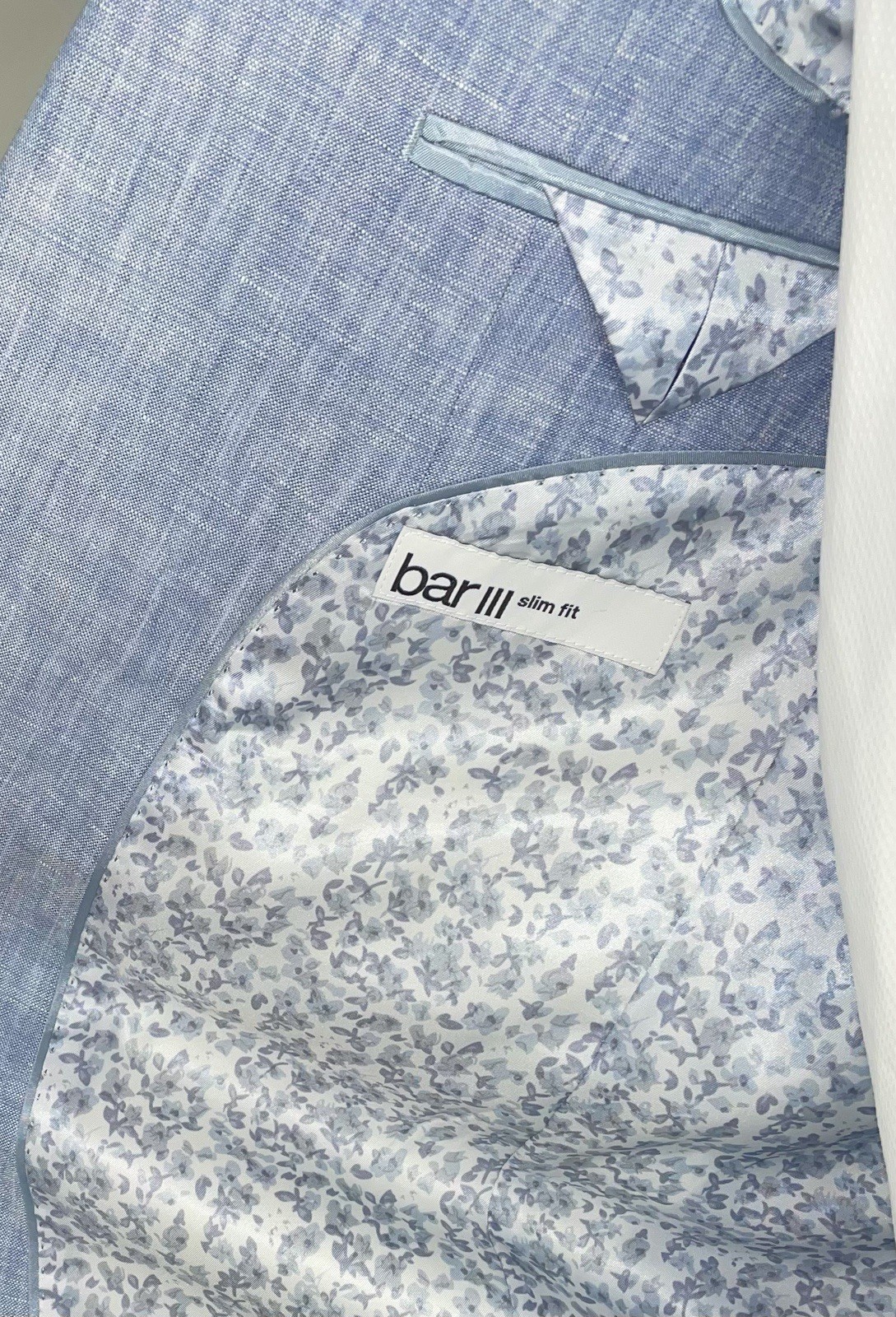 Bar Ill Mens Slim fit Suit Jacket Blazer 38R Light Sky Blue Linen New NWT