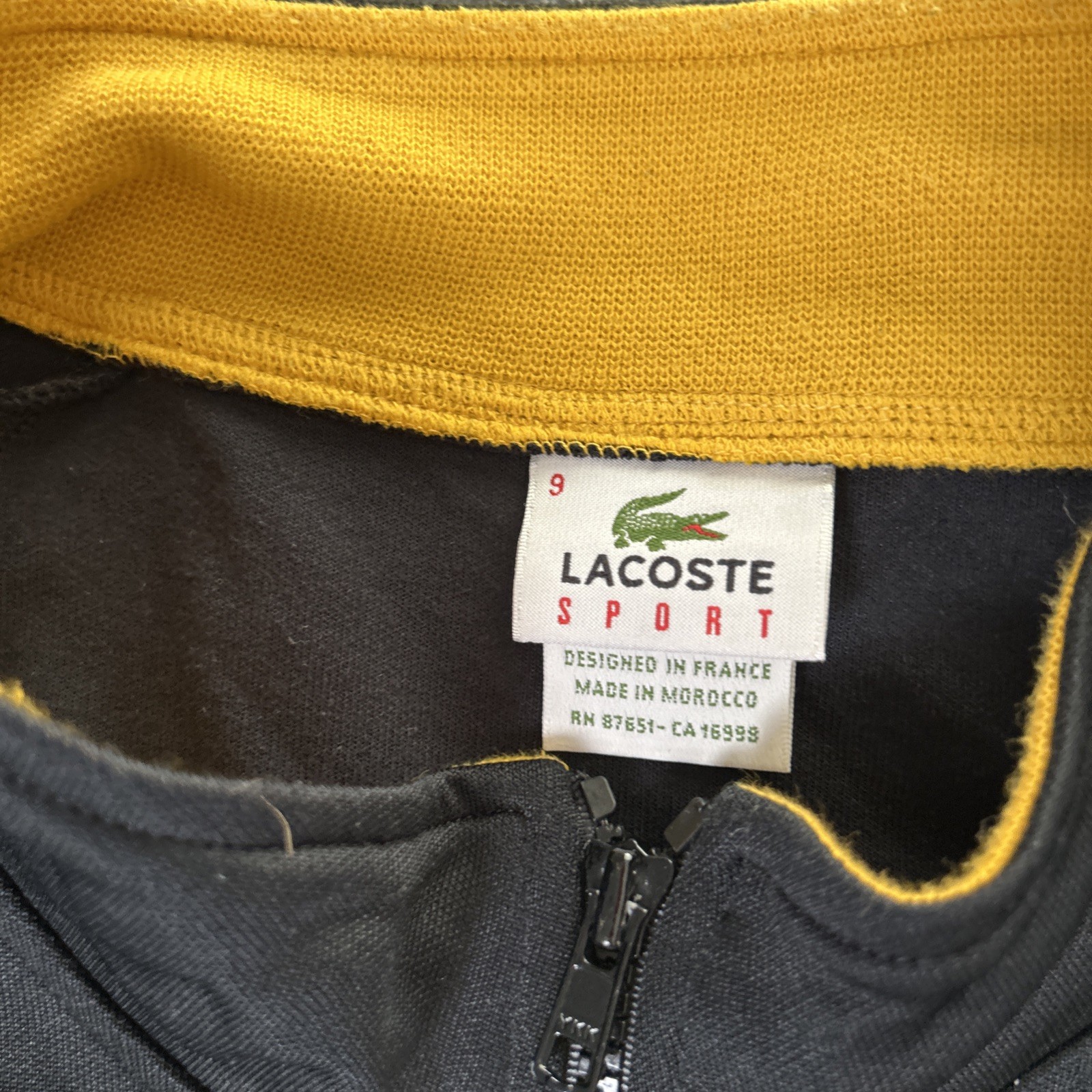 Lacoste Track Jacket Mens 3XL 9 Black Jamaica Rasta Zip Colorblock Big Croc READ