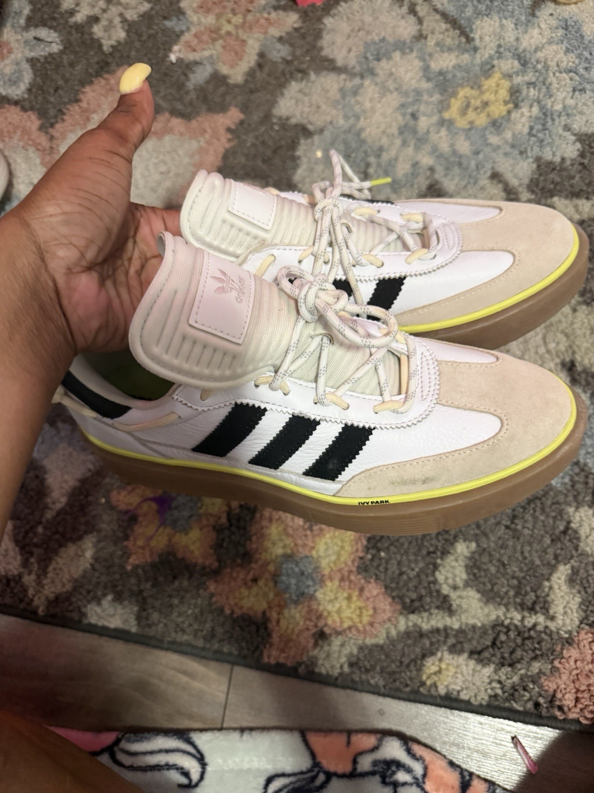 adidas IVY PARK Low Top Lace-Up Colorblock Sneakers White Black Beige Yellow