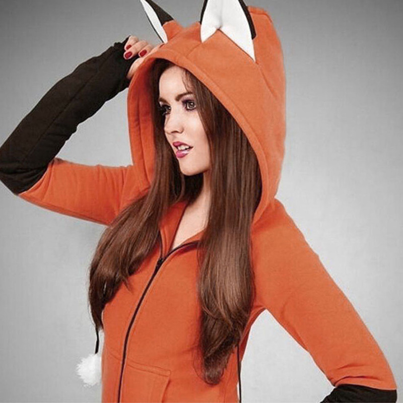 Cute Ears Style Hooded Sweatshirt Long Coat Autumn Hoodie Sweat Shirt Jacket New