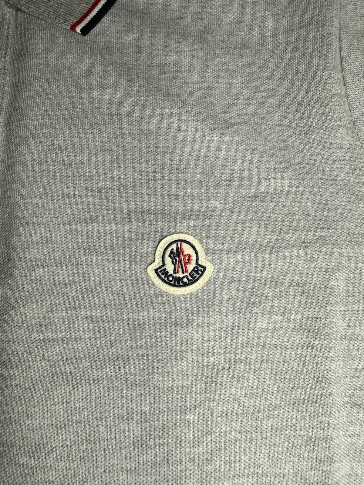 Moncler Tricolor Cotton Polo Shirt Gray Medium