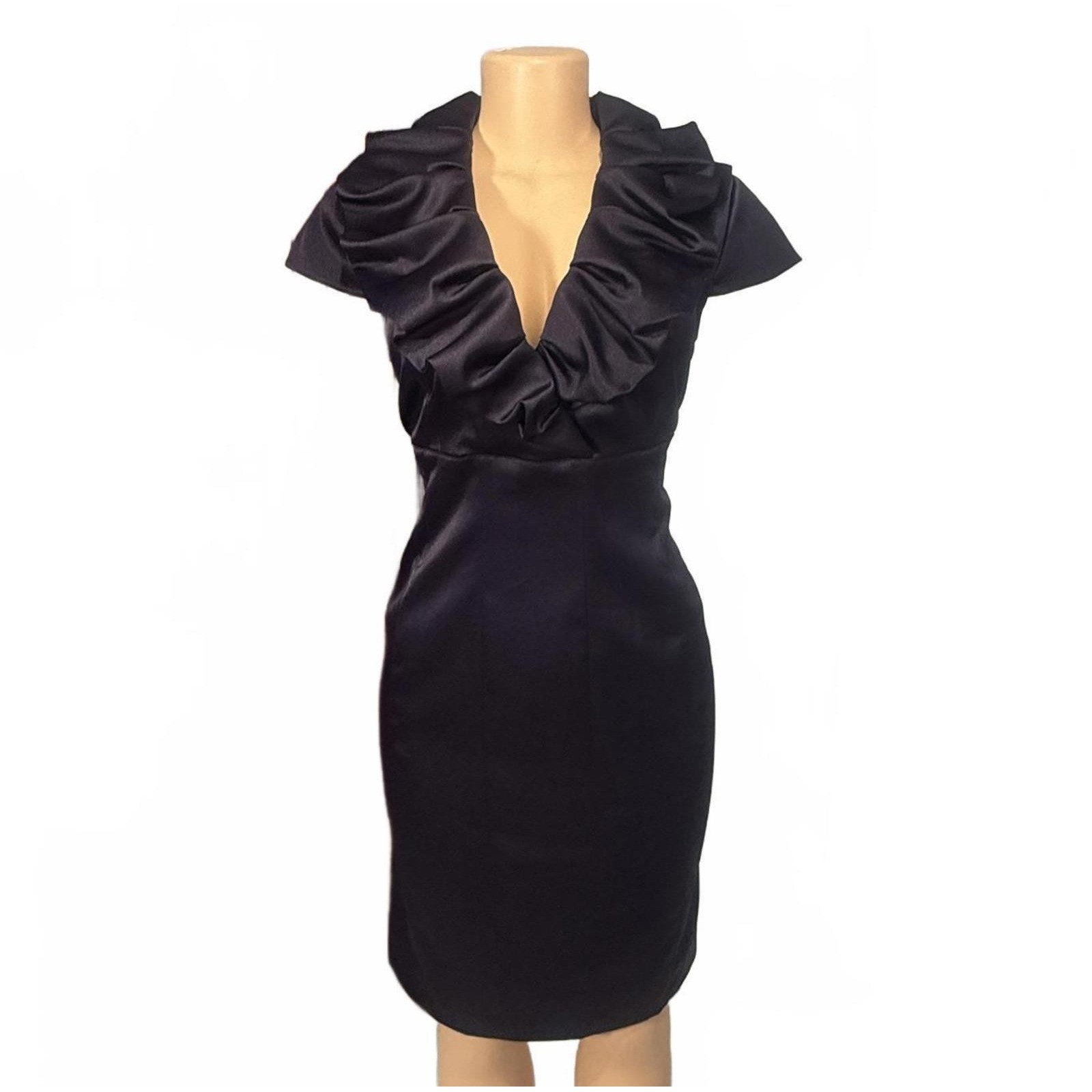 Jessica Howard V Neck Ruffle Collar Short Sleeve Sheath Dress Women’s Size 10