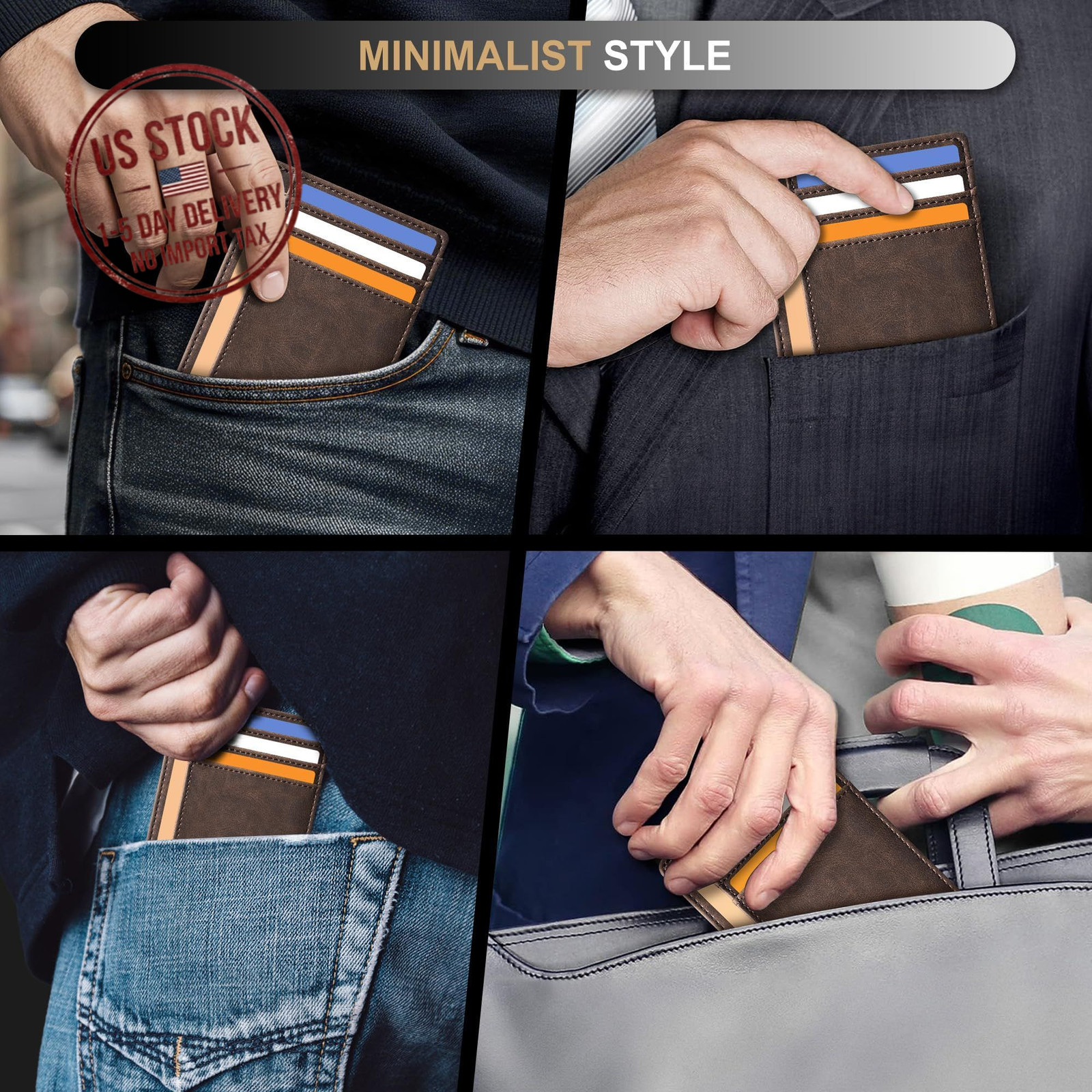 Slim RFID Leather Wallet for Men, Minimalist Front Pocket – Father’s Day Gift