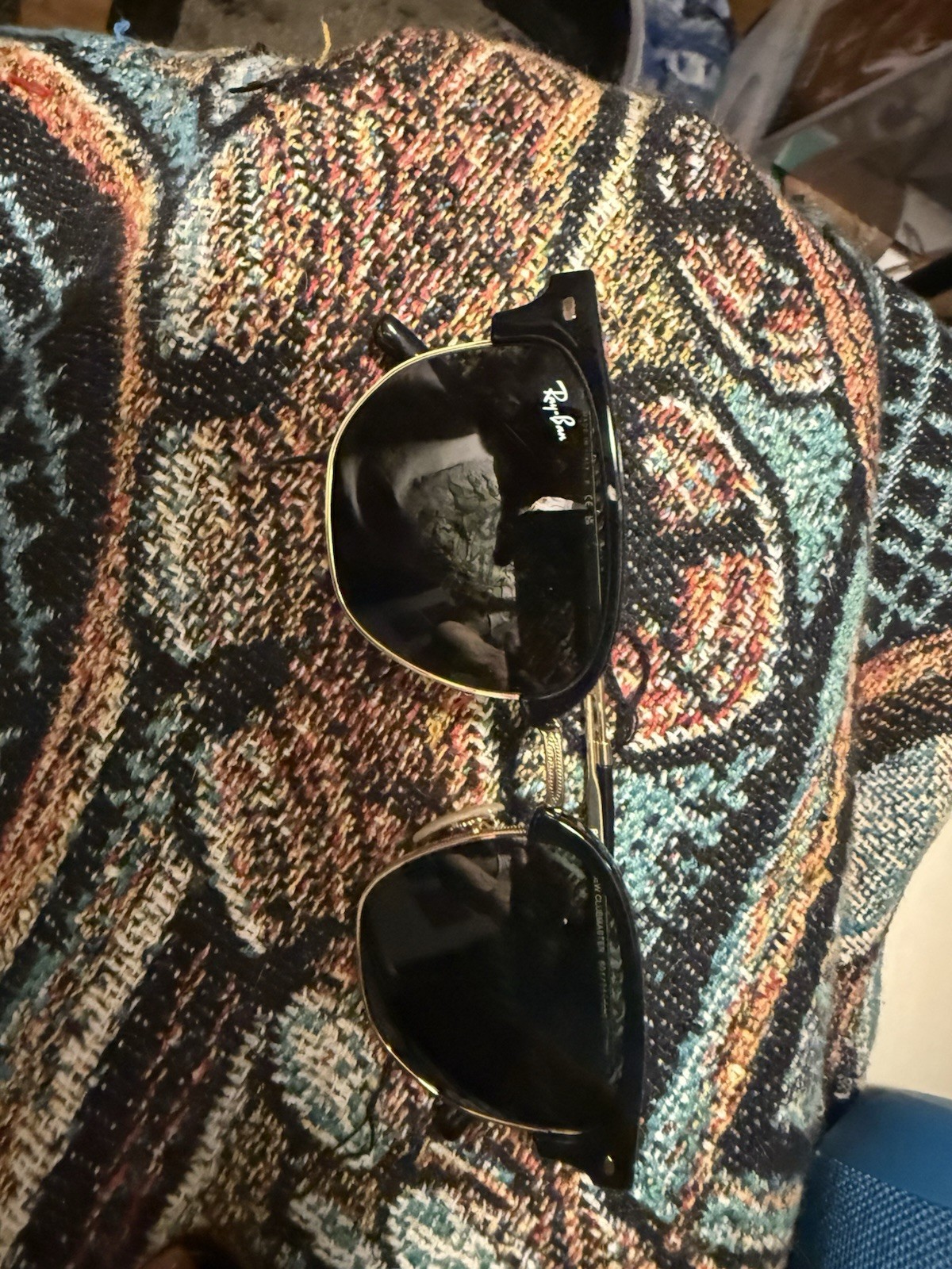 Ray-Ban New Clubmaster Black On Gold/Green 51 mm Sunglasses RB4416 601/31 51-20