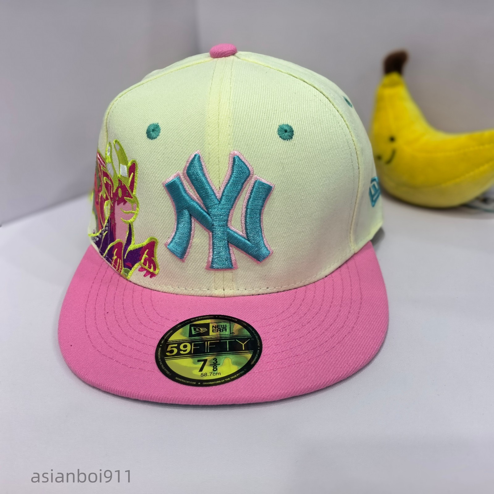 NEW YORK NY YANKEES MLB 59FIFTY Classic Casual Sporty Beige Baseball Cap 7 ⅜