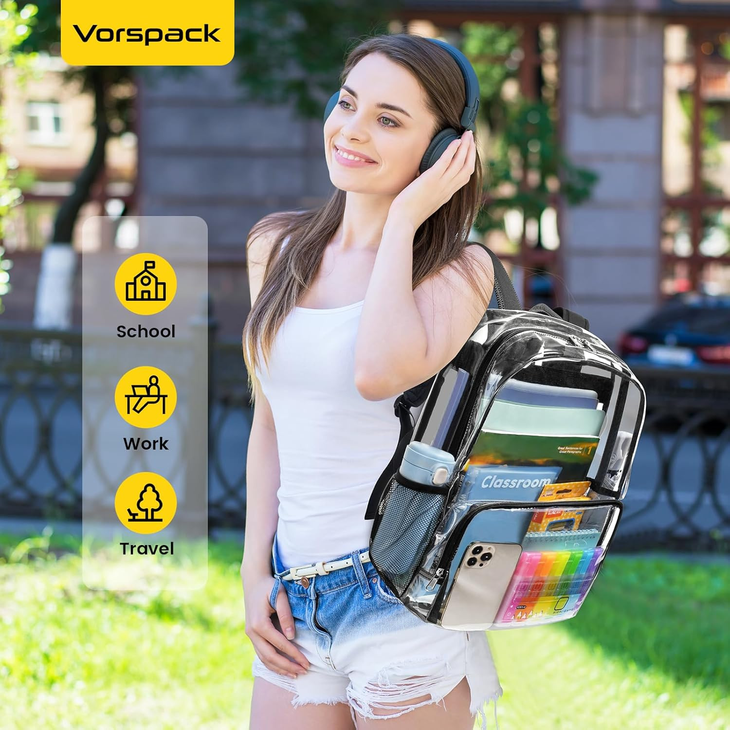 Clear Backpack Heavy Duty – Large Clear Backpacks for School See through Bookbag