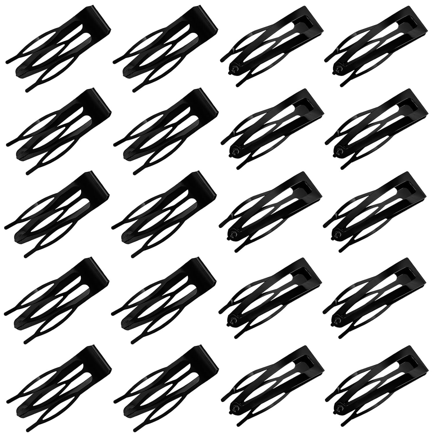 ELANE 20 Pcs Metal Snap Hair Clips for Women, Double Grip Barrettes for Thick Fi