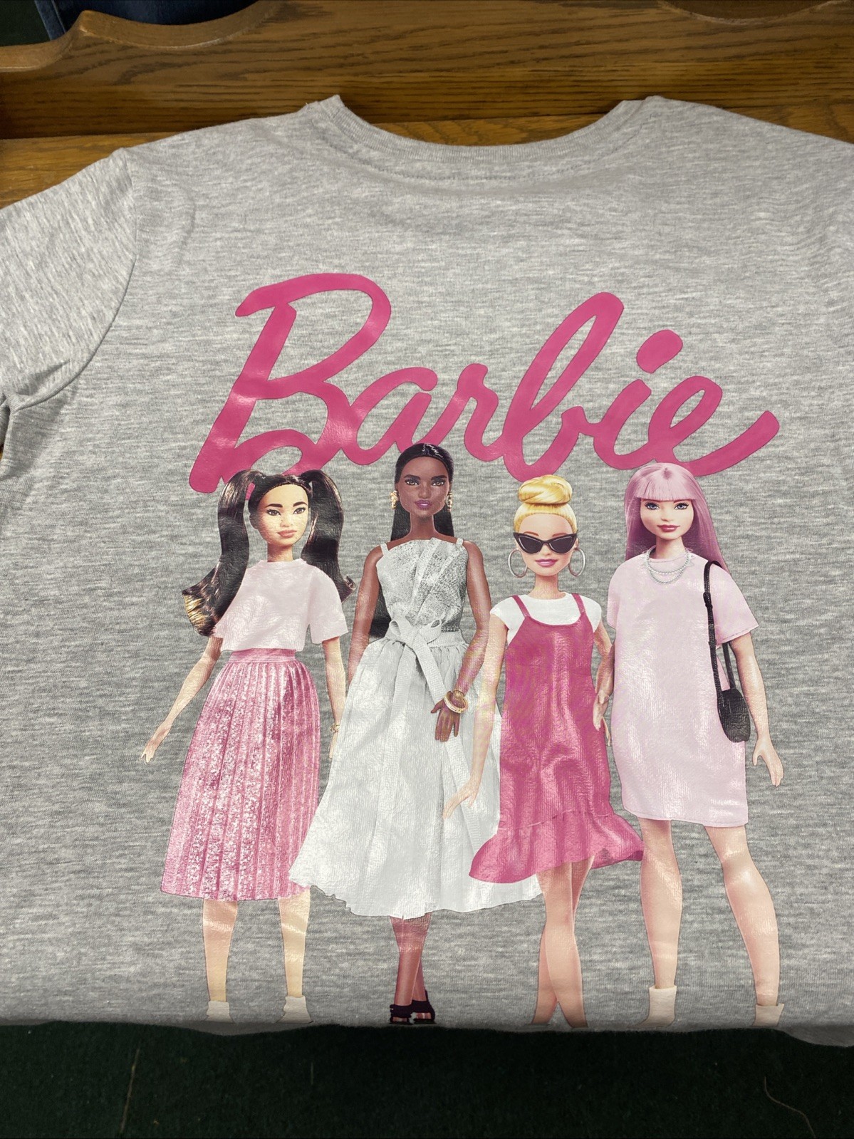 NWT Girls Youth Barbie Gray T-Shirt Size 10/12