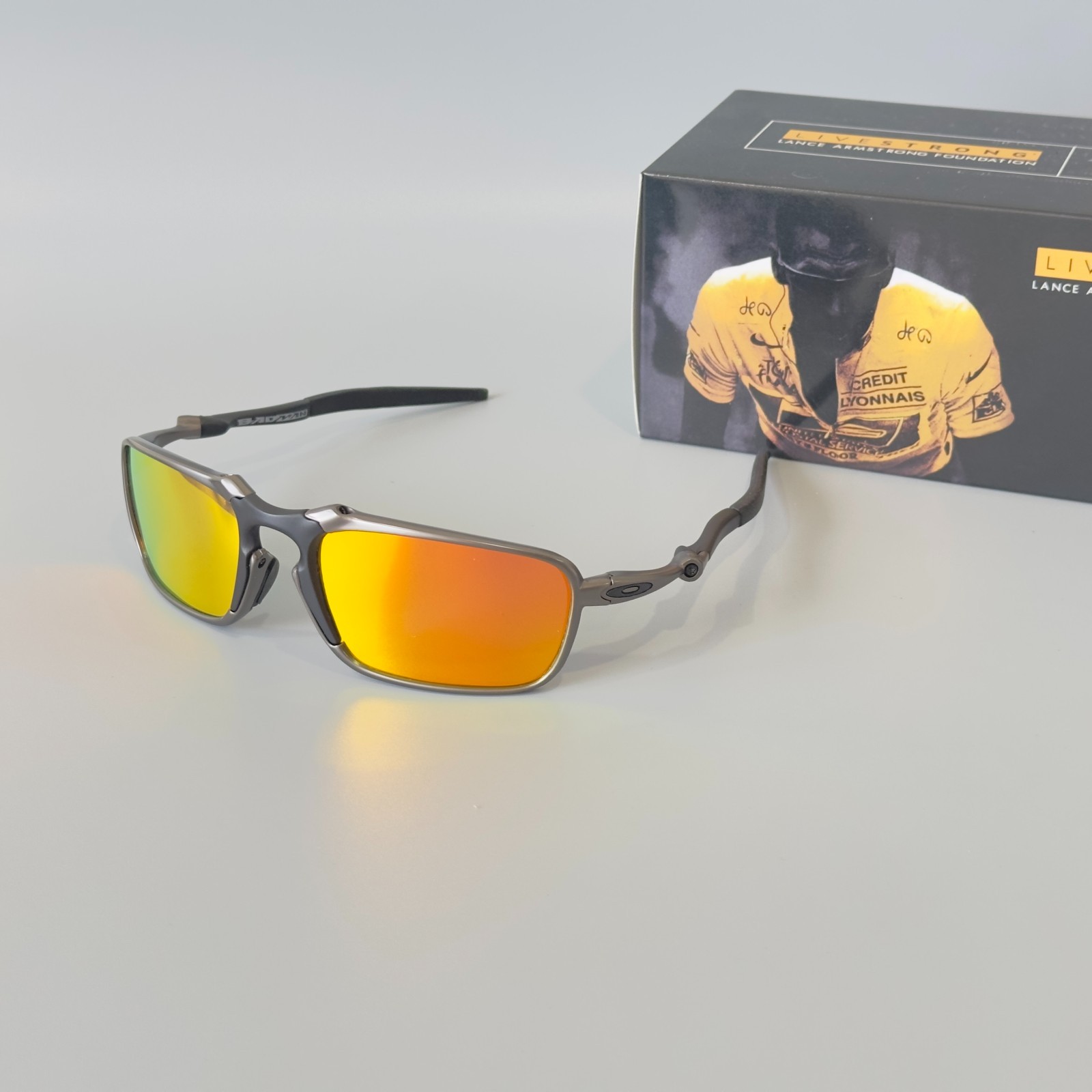 Oakley X-metal Squared Polarized Sunglasses Grey Frame/Red Lenses