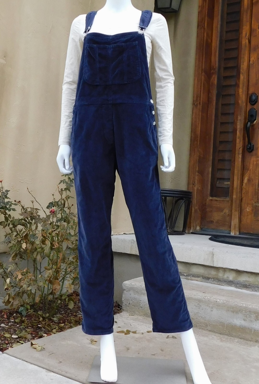 Stretch Corduroy Overalls w/Adjustable Straps by Haikure, S, d. indigo color