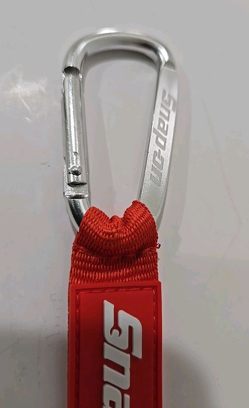 2Pc Snap On Tools Promo Keychain Carabiner W/Key Tag Red W/Ring White LOGO !!!!!