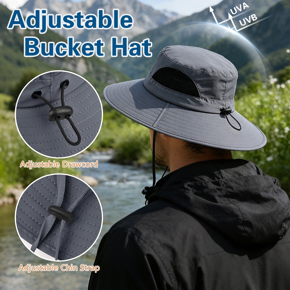 Wide Brim Sun Hat UV Protection Bucket Cap Foldable Fishing Hiking Beach Safari