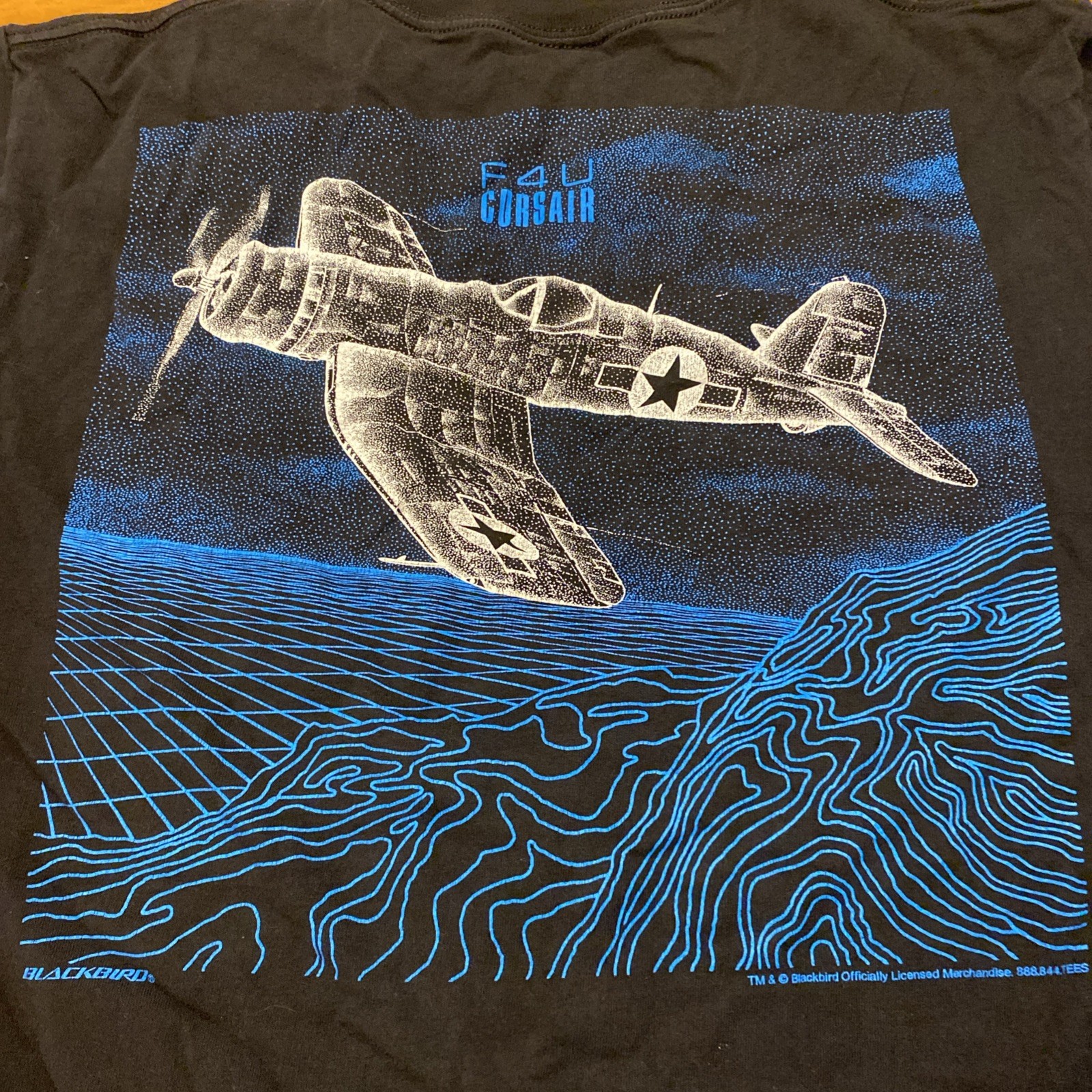 Y2K Blackbird Intl Corsair F4U Mens Size L Black Graphic