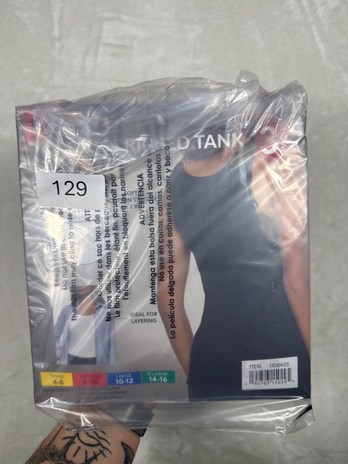 Felina Ribbed Tank 3-Pack Medium Soft Cotton Stretch Ideal For Layering