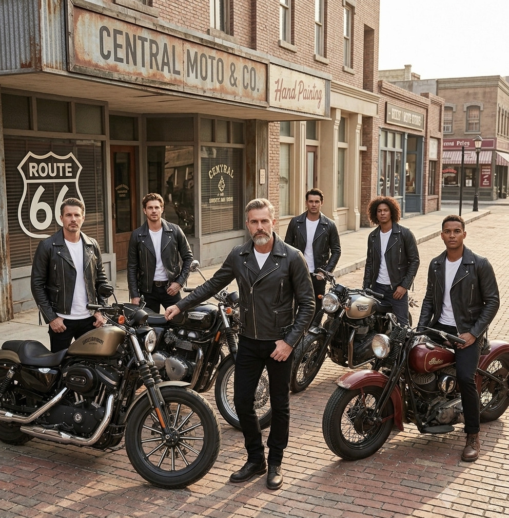 Men’s Genuine Leather Double Rider Jacket Classic Brando Motorcycle Biker Coat