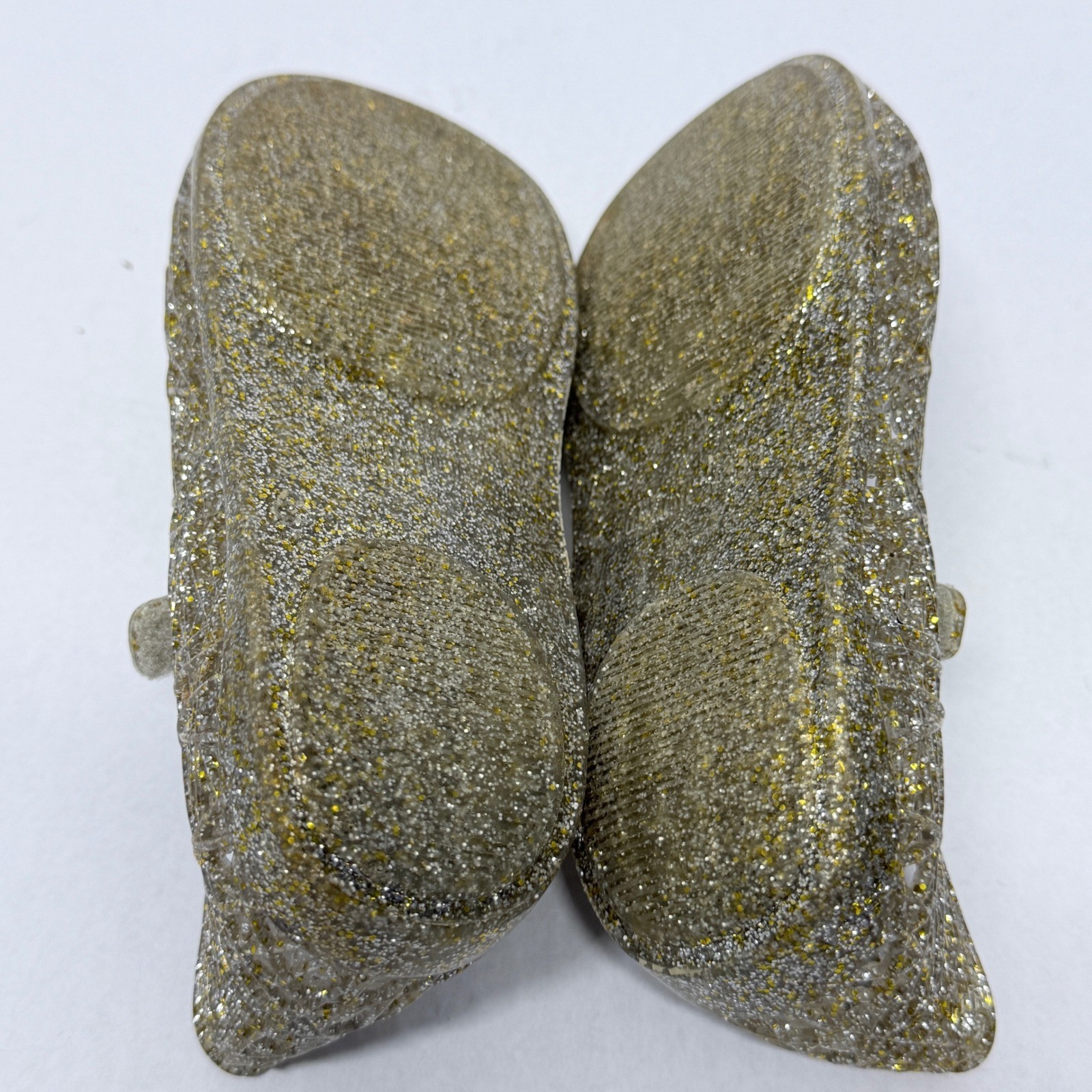 Mini Melissa x Campana Zig Zag Gold Glitter Jelly Mary Jane Flats Toddler Size 5