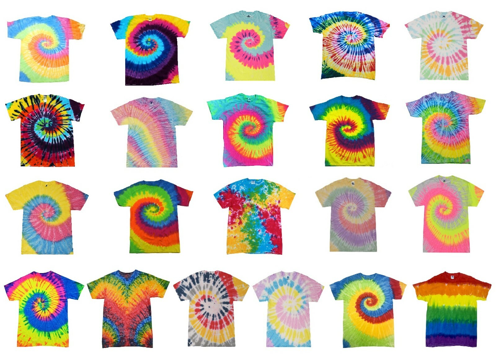 Handmade Tie Dye Shirts Colored Kids & Adults Men & Women 100% Pre-Shrunk Cotton