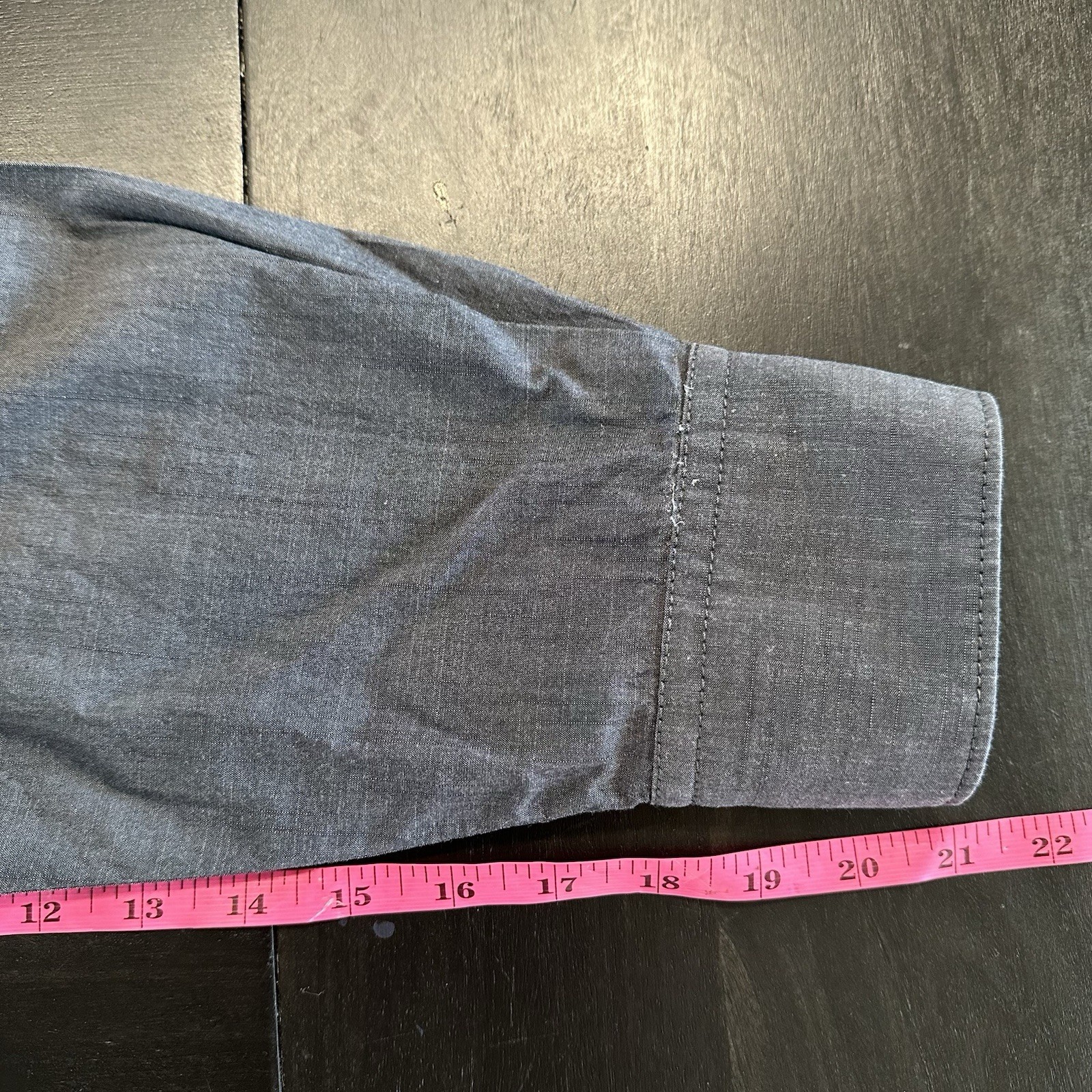 Men’s Blue Pronto Uomo Long Sleeve Blue Chambray Dress Shirt XLT Tall Cotton