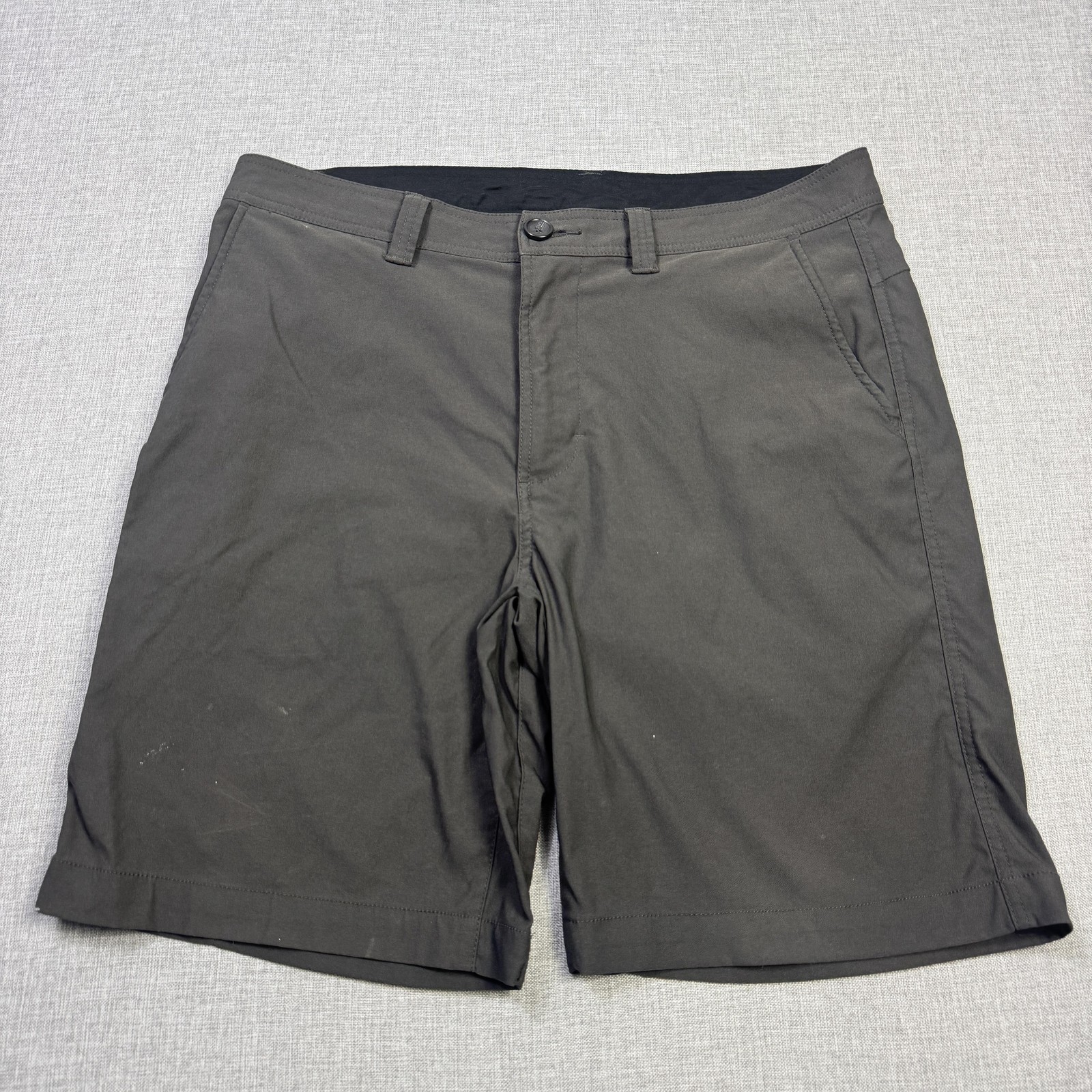PrAna Chino Shorts Mens 34 Gray Hiking Nylon Polyester Spandex 9″ Inseam