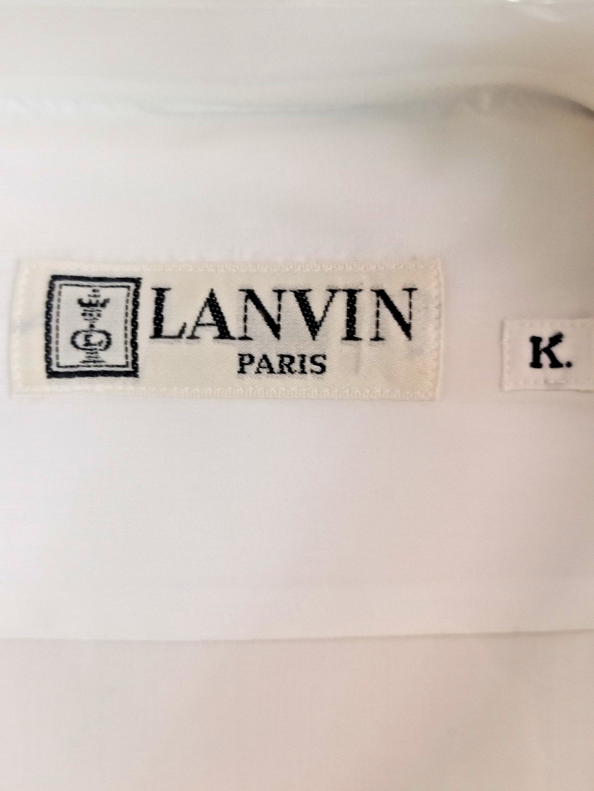 VTG Lanvin Paris White Swiss Cotton Dress Shirt XL Japan French Cuff NOS Box