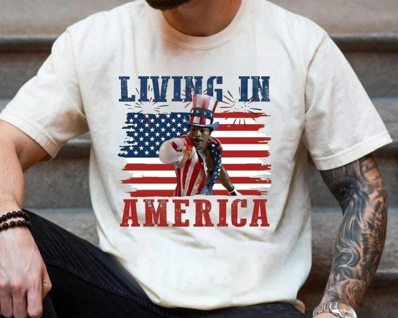 New Living In America T-shirt, Retro USA Shirt, 4th Of July Tee