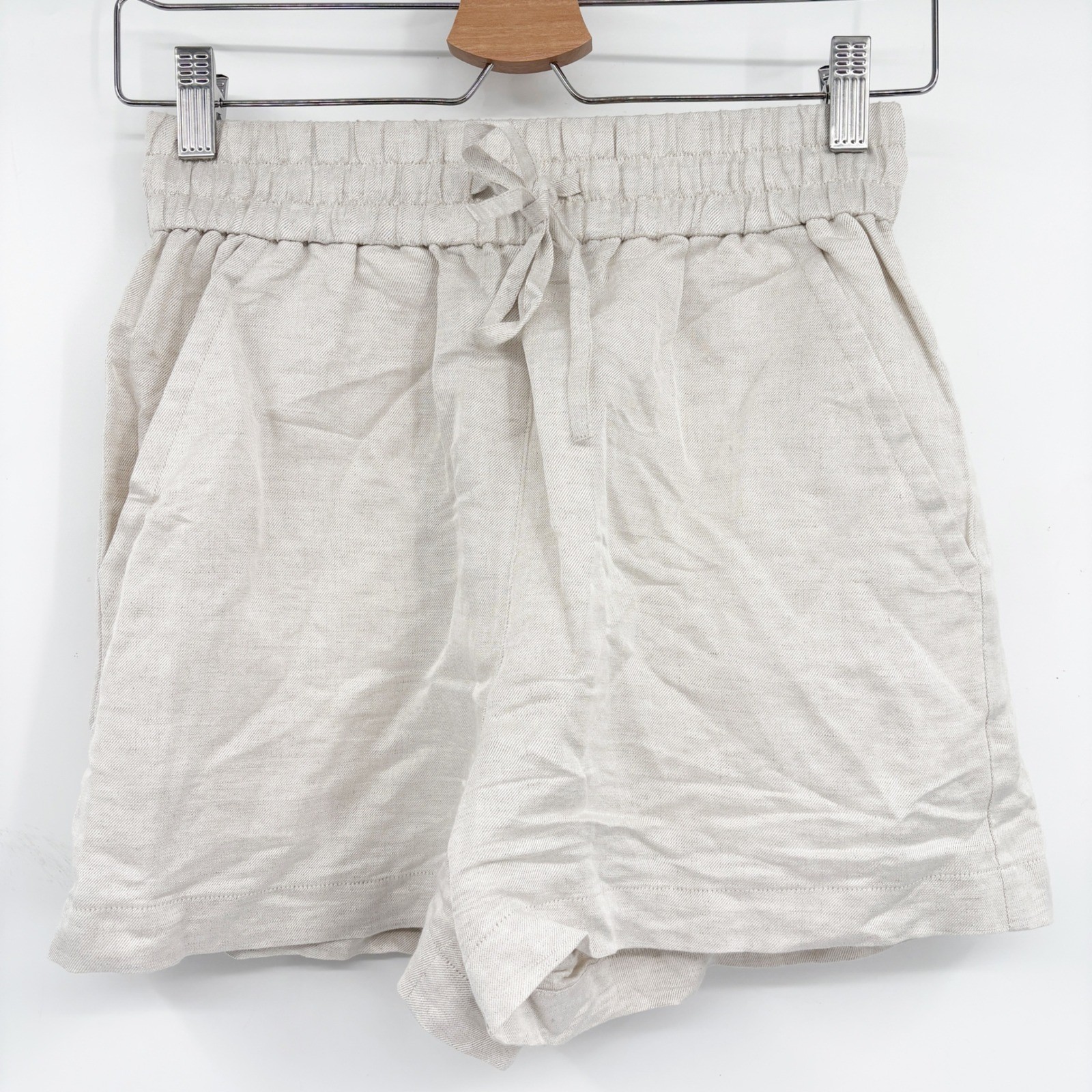 & Other Stories Womens Beige Linen Blend High Waist Coastal Summer Shorts Size 2
