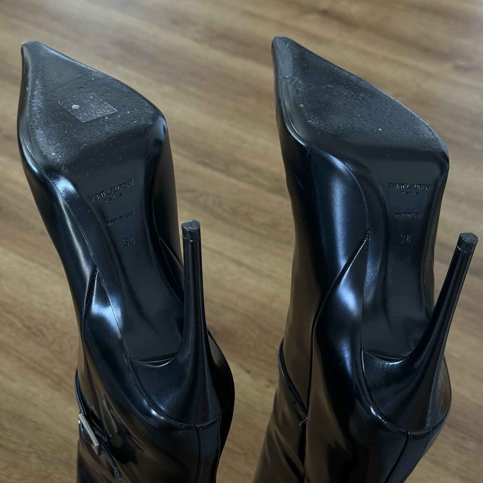 Saint Laurent Vendome 110mm buckled boots.