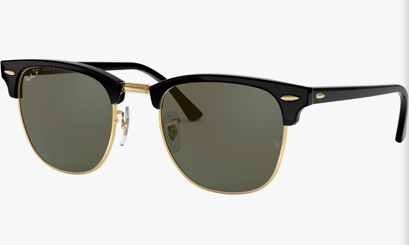 Ray-Ban Clubmaster Black/Gold / G-15 Green 55 mm Sunglasses RB3016 W0365 55-21